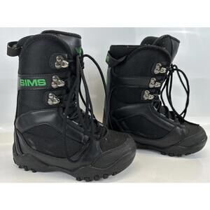 Sims JSL12 Snowboard Boots Kids Size 5 Black Green Freestyle All Mountain